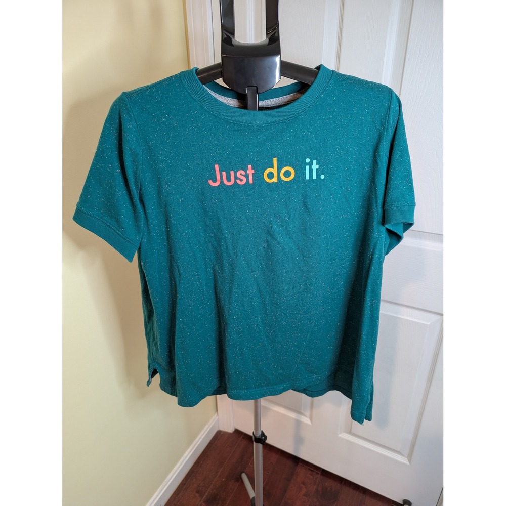 Nike T-Shirt Teal Just‎ Do It Speckled Confetti Graphic - Size 2XL